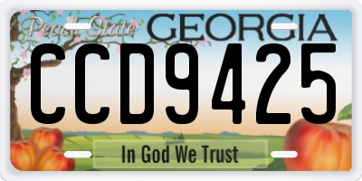 GA license plate CCD9425