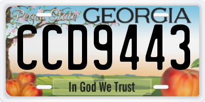 GA license plate CCD9443