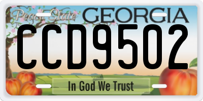 GA license plate CCD9502