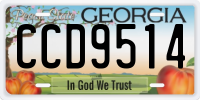 GA license plate CCD9514