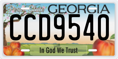 GA license plate CCD9540