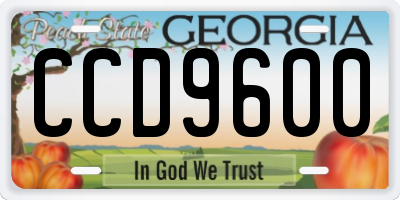 GA license plate CCD9600