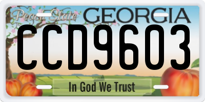 GA license plate CCD9603