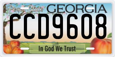 GA license plate CCD9608