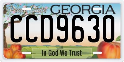 GA license plate CCD9630