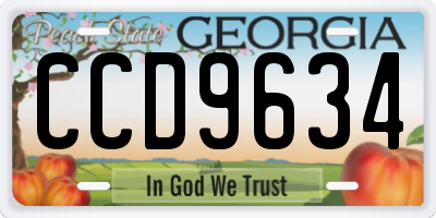 GA license plate CCD9634