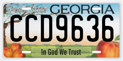 GA license plate CCD9636