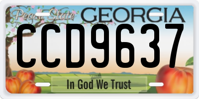 GA license plate CCD9637