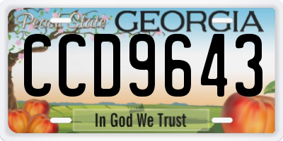 GA license plate CCD9643