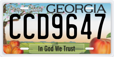 GA license plate CCD9647