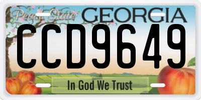GA license plate CCD9649