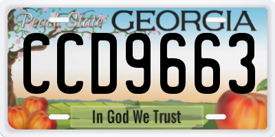 GA license plate CCD9663
