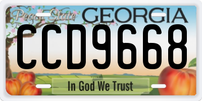 GA license plate CCD9668