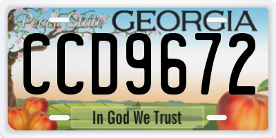 GA license plate CCD9672