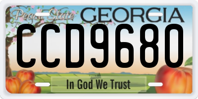 GA license plate CCD9680