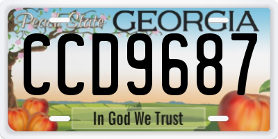 GA license plate CCD9687
