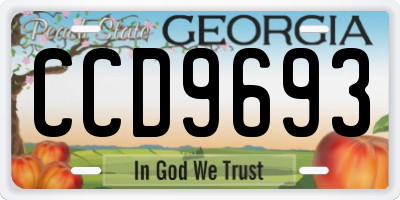 GA license plate CCD9693