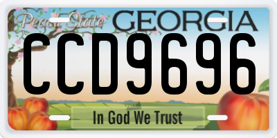 GA license plate CCD9696
