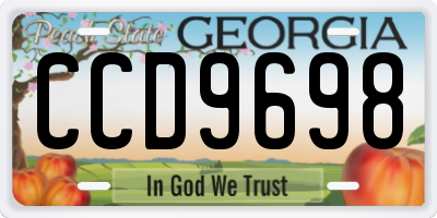 GA license plate CCD9698