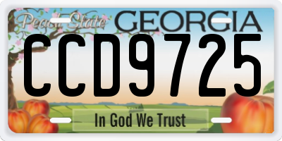 GA license plate CCD9725