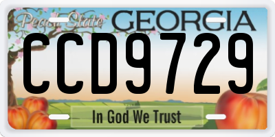 GA license plate CCD9729