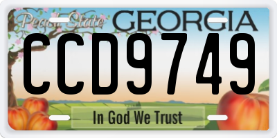 GA license plate CCD9749