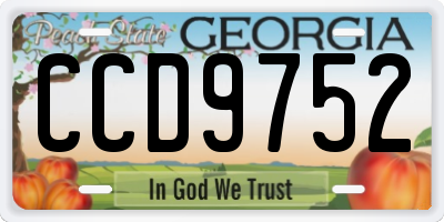 GA license plate CCD9752