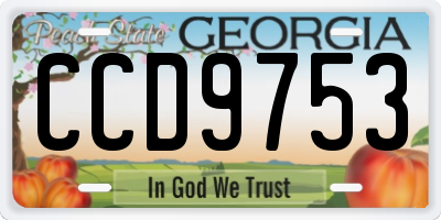 GA license plate CCD9753
