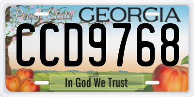 GA license plate CCD9768