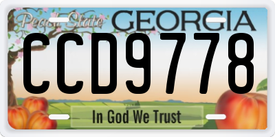 GA license plate CCD9778