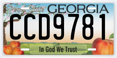 GA license plate CCD9781