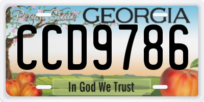GA license plate CCD9786