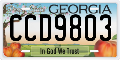 GA license plate CCD9803