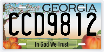 GA license plate CCD9812
