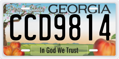 GA license plate CCD9814