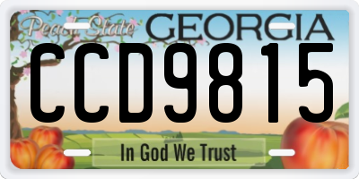 GA license plate CCD9815