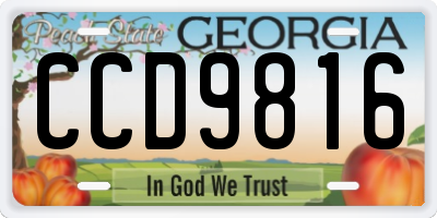 GA license plate CCD9816