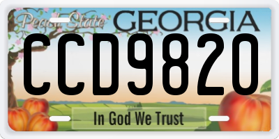 GA license plate CCD9820