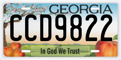 GA license plate CCD9822