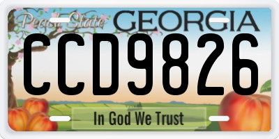 GA license plate CCD9826