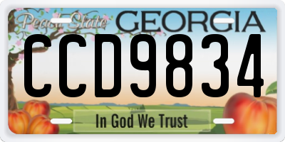 GA license plate CCD9834