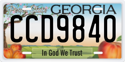 GA license plate CCD9840