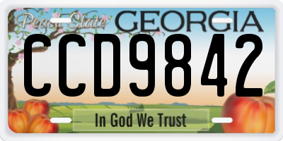 GA license plate CCD9842