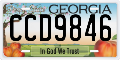 GA license plate CCD9846