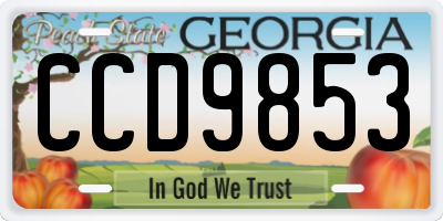 GA license plate CCD9853