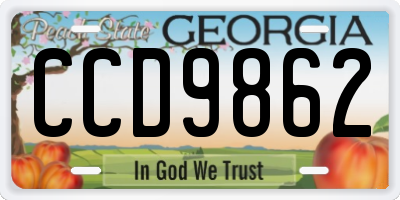 GA license plate CCD9862