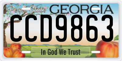 GA license plate CCD9863