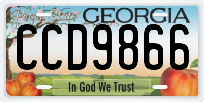 GA license plate CCD9866