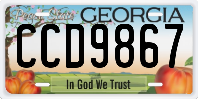 GA license plate CCD9867