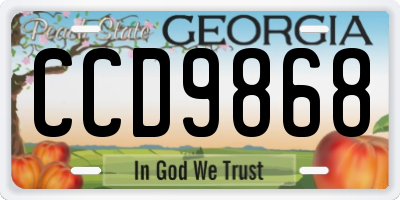 GA license plate CCD9868